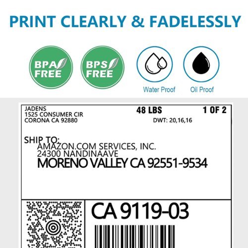 JADENS Thermal shipping label fan fold - White WORLDWIDE DELIVERY
