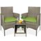 Best Choice Products - 3-Piece Outdoor Wicker Conversation Patio Bistro Set, w/ 2 Chairs, Table - Taupe/Pistachio-Front_Standard