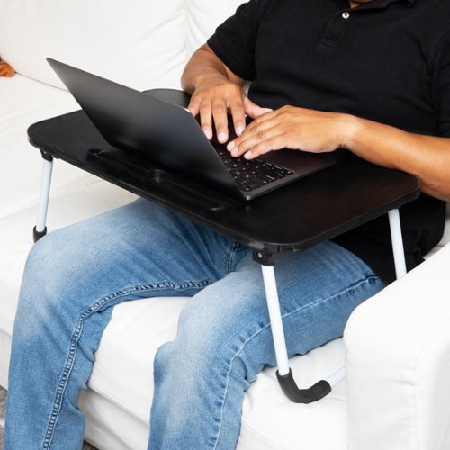 Mind Reader Lap Desk Laptop Stand, Bed Tray, Folding Legs, Couch Table, Portable, MDF , 23.25L x 13.75W x 10.5H - Black HOW TO BUY