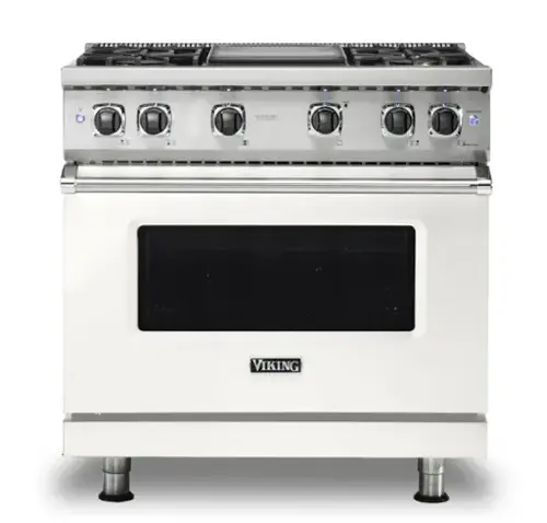 Front. Viking - 5-Series Gas Sealed Burner Range - Pure White.