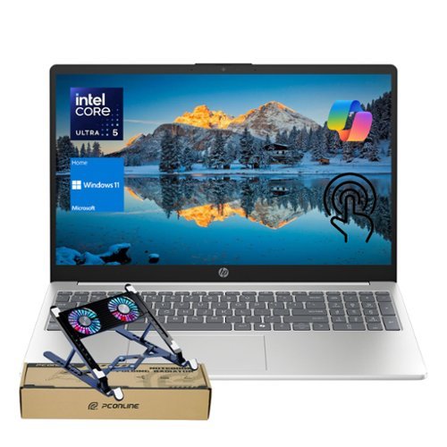 HP - 15.6" Touchscreen Laptop - Intel Core Ultra 5 125H - 32GB RAM - 1TB SSD - Copilot & Numeric Keypad - PCO Laptop Cooler - Silver-Front_Standard 