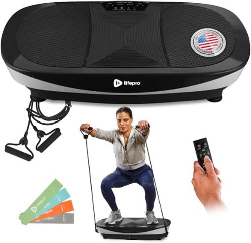 LifePro - Rumblex Max 4D Vibration Plate Exercise Machine with Loop Resistance Bands - Black-Front_Standard 