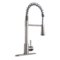 Silver Single Handle Pull Down Sprayer Kitchen Faucet with Deck Plate-Front_Standard