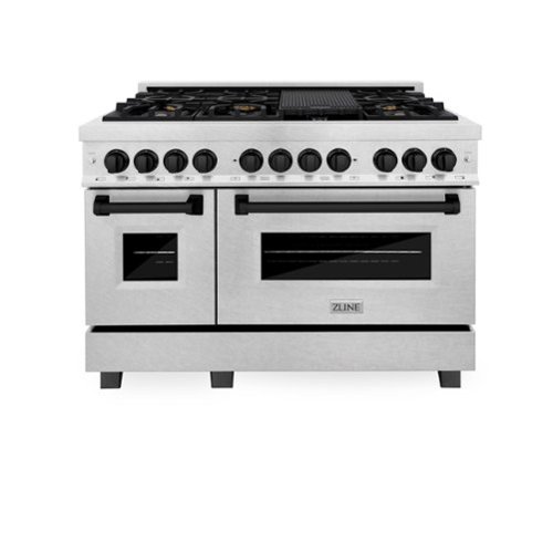 ZLINE - Autograph 48 in. Legacy Dual Fuel Range in Satin Steel & Black Accents (RASZ-SN-48-MB) - Satin Stainless Steel-Front_Standard 