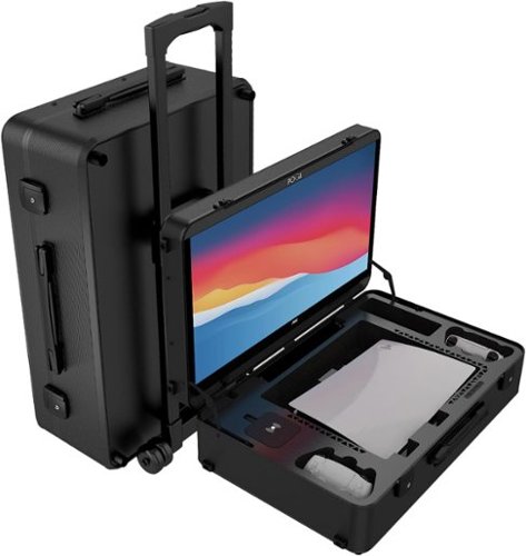 POGA - YEZ Playstation 5 Premium Portable Console Travel Case w/ Trolley and 27" AOC 4K Gaming Monitor - Black-Front_Standard 
