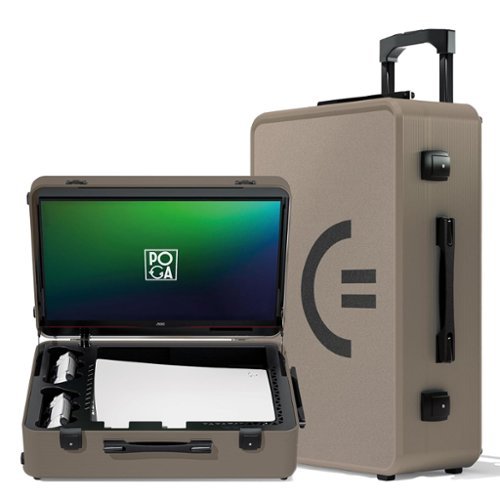 POGA - LUX PlayStation 5 Premium Portable Console Travel Case w/ Trolley & 24‘‘ AOC Gaming Monitor - Desert Taupe