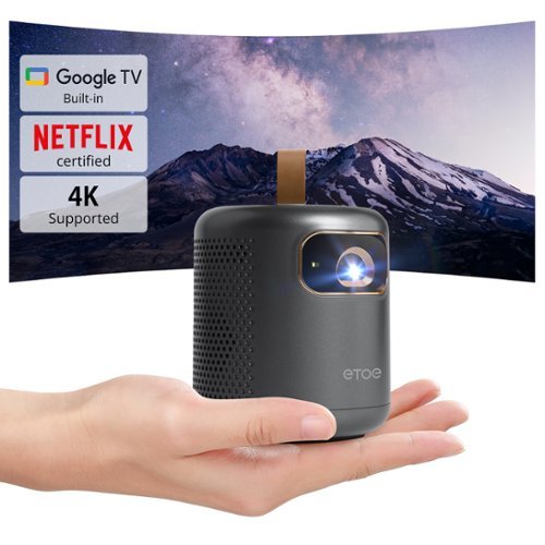 ETOE Dolphin DLP Projector, 1080P 500 ANSI Lumens, Google TV with Licensed Netflix, Dolby Atmos - Black INTERNATIONAL SHIPPING