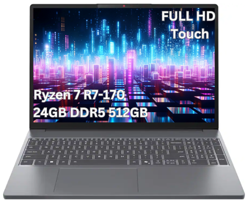  Lenovo - Upgraded - IdeaPad Slim 3 15.3" 2K Touchscreen Laptop-AMD Ryzen 7 170 2025-24GB Memory-512GB SSD-AMD Radeon 680M-Windows 11 Home - Luna Grey