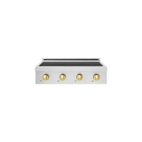 Front. ZLINE - Autograph 30 in. Paramount Built-in Induction Rangetop with 4 Elements in Stainless Steel and Polished Gold Accents - Stainless Steel.