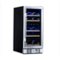 NewAir - 15” Built-in 29 Bottle Dual Zone Compressor Wine Fridge with Beech Wood Shelves - Stainless Steel-Front_Standard