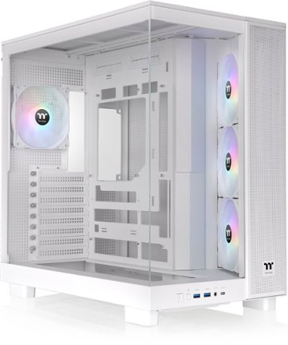 Thermaltake - View 380 XL TG ARGB Dual-Chamber Chassis with Hidden-Connector Motherboard Support ATX Mid Tower PC Case - Snow