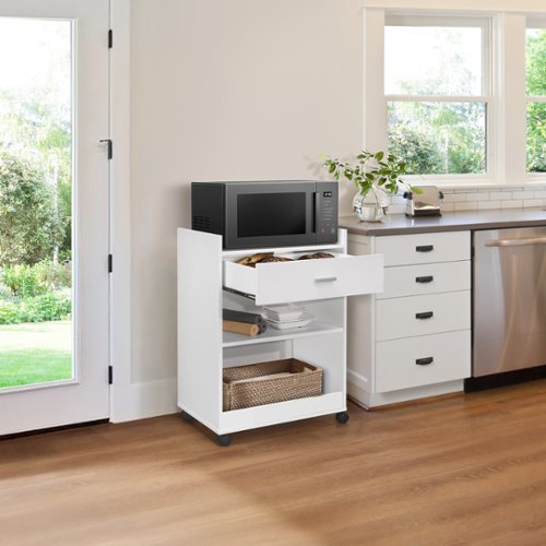 Kings Brand Furniture - Dellow Wood Kitchen Cart - White-Front_Standard 