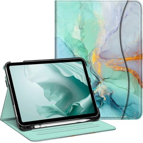 Kitcheniva - iPad 10th Generation 2022 Case With Stand And Pocket 10.9'' - Emerald Marble-Front_Standard 