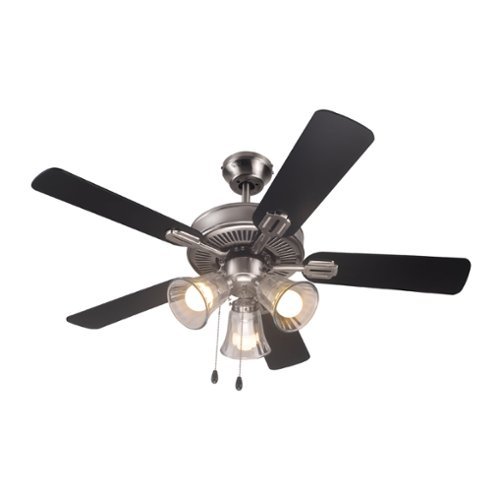 Commercial Cool - 42 inch Ceiling Fan 5-Blade,Dark Walnut & Black - Dark Walnut/Grey-Front_Standard 