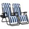 Best Choice Products - Set of 2 Zero Gravity Lounge Chair Recliners for Patio, Pool w/ Cup Holder Tray - Blue Striped-Front_Standard