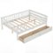 Costway - Full Size Daybed with Fence and 2 Drawers,Railings & Slats Support, Bed Frame - White-Front_Standard