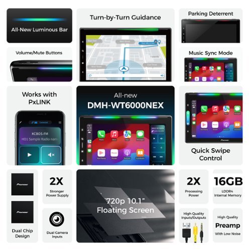 Pioneer 10.1 - HD Screen, Luminous Bar, Android Auto™ (Wired/Wireless), Apple CarPlay (Wired/Wireless), Bluetooth - Black WHERE TO BUY
