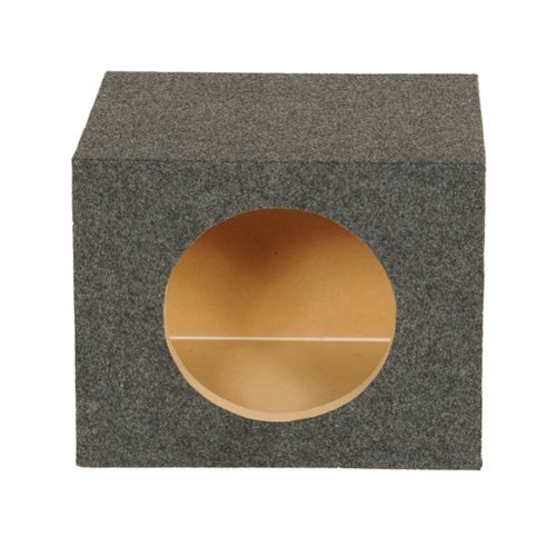 QPower - 10" Heavy-Duty Single Sealed Vehicle Subwoofer Enclosure Woofer Box, Gray - Charcoal Black-Front_Standard 