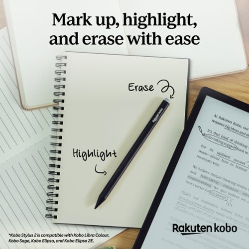 Kobo Stylus 2-Mark Up, Write Notes and Make Highlights-Rechargeable via USB-C-Compatible with 7 Libra Colour eReader - Black GLOBAL SHIPPING