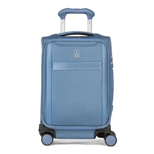 Front. Travelpro - Versapack + Lightweight Softside Expandable 20" Carry On Spinner - Elemental Blue.