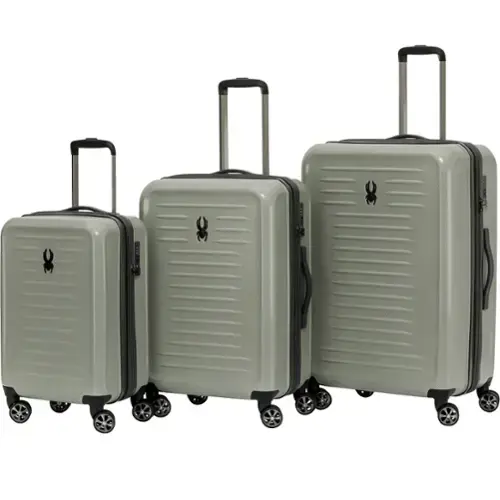 Front. Spyder - Spyder Rails 3 Piece Luggage Set with 360 Spinner Wheels, TSA Approved Lock, (20 Inch, 25 Inch, 29 Inch) - Moss Gray.