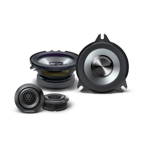 Alpine - BRV-S40C 4" BassRev™ Component Speaker Set - Black/Gray-Front_Standard 