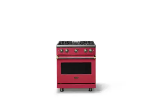 Front. Viking - 30 in. Wide Pro 5 Series 4.0 Cu. Ft. Freestanding Sealed 4 Burner Gas Convection Range - Valentine/Brushed Brass - Valentine.