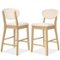 Best Choice Products - Set of 2 Counter-Height Bar Stools, Armless W/Upholstered Seat Cushion & Backrest - Oak / Cream - Oak/Cream-Front_Standard
