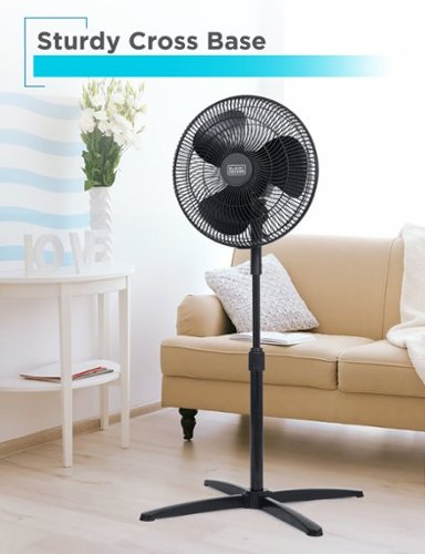 Lasko 16 3-Speed Adjustable Oscllatng Pedestal Fan, Black, S16500