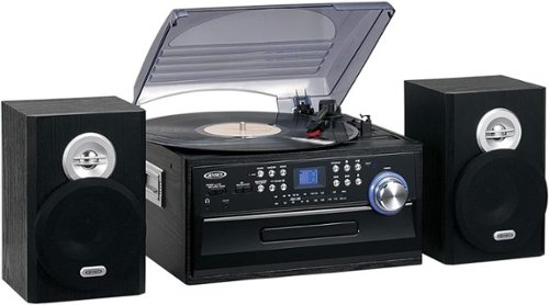 Jensen - JTA-475B 3-Speed Stereo Turntable with CD System, Cassette, and AM/FM Stereo Radio - Black-Front_Standard 