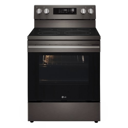 LG - 6.3 Cu. Ft. Freestanding Electric True Convection Smart Range with Air Fry and Premium Handle - Black Stainless Steel