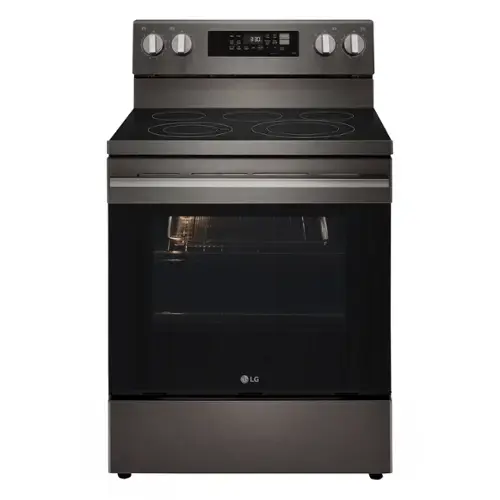 Front. LG - 6.3 Cu. Ft. Freestanding Electric True Convection Smart Range with Air Fry and Premium Handle - PrintProof Black Stainless Steel.