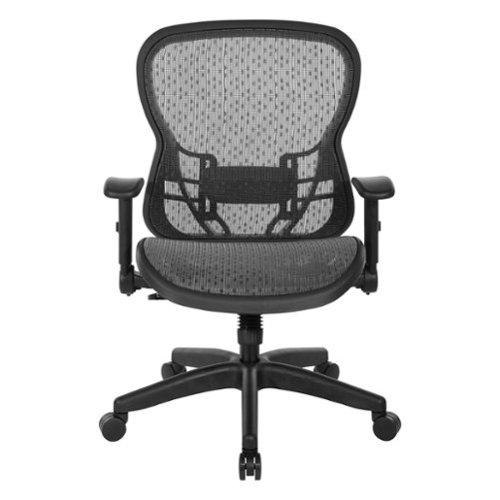 OSP Home Furnishings - Professional R2 SpaceGrid Back Manager’s Chair with Adjustable Lumbar Support and Adjustable Flip Arms - Black