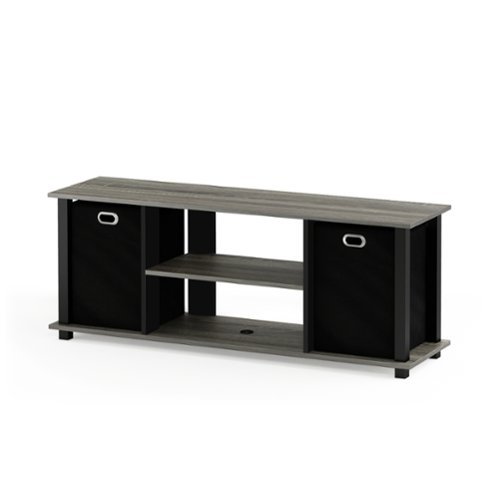 Furinno - Econ Entertainment Center w/Storage Bins - French Oak/Black/Black-Front_Standard 