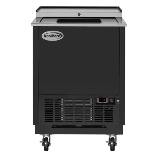 Front. Koolmore - 25 in. Commercial Glass Froster in Black Steel, ETL Listed, 5 cu. ft. (KM-GF25-BK) - Black painted steel.