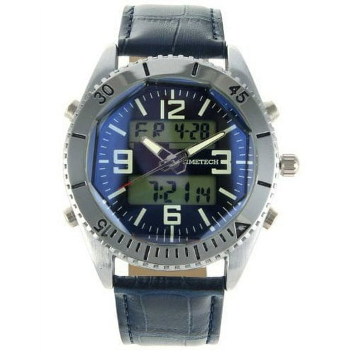 Timetech - Men's Analog/Digital Multi-Function Sport Watch with Leather Wrist Band - Blue-Front_Standard 