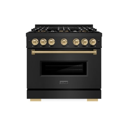 ZLINE - Autograph 36 in. 5.2 cu. ft. Classic Freestanding Gas Range with DuoPro Cooktop in Black Steel and Bronze Accents - Black Stainless Steel