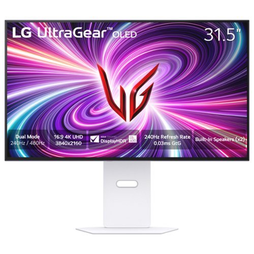 LG - UltraGear 32" OLED Dual Mode (4K UHD 240Hz,FHD 480Hz), 0.03ms NVIDIA G-SYNC, AMD Freesync Pro Gaming Monitor (HDMI, DP) - White-Front_Standard 