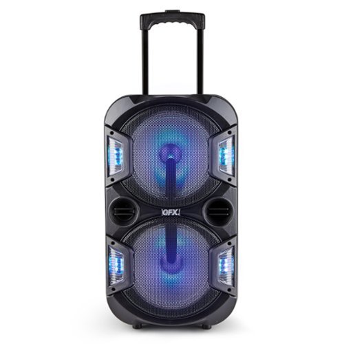 QFX - 2 x 10" Trolley and Wheels BT Speaker Rechargeable - Black-Front_Standard 