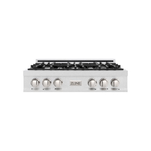 ZLINE - 36 in. Classic Gas Rangetop with 6 Burners and Porcelain Cooktop in Satin Stainless Steel - Stainless Steel-Front_Standard 