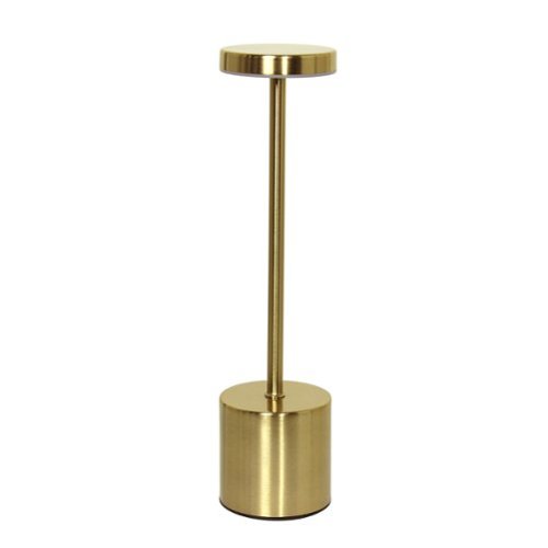 Simple Designs - 12.75" Mushroom Magic Disc Dimming & Rechargeable Cordless 4-Way Touch Sensor Stick Desk Lamp - Gold