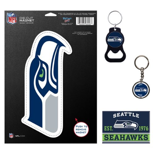 WinCraft - Seattle Seahawks 4-Pack Key Rings and Magnets Set - Multicolor-Front_Standard 