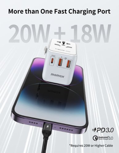 Momax 1-World 3-Port Travel Charger 20W - White WORLDWIDE DELIVERY