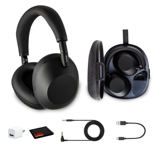 Sony - WH-1000XM6 Wireless Noise Canceling Overhead Headphones With USB Wall Adapter and Cleaning Cloth Bundle - Black-Front_Standard 