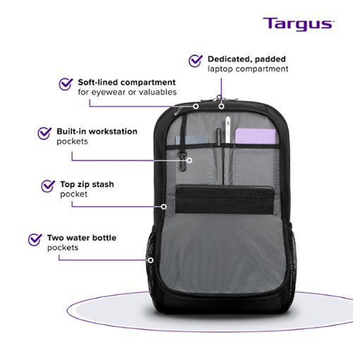 Targus 17 Classic Backpack - Black GLOBAL SHIPPING