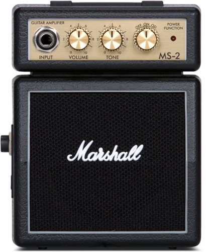 Marshall - MS-2 Portable 1-Watt Micro Stack Guitar Amp with Overdrive, Tone, and Volume Controls - Black
