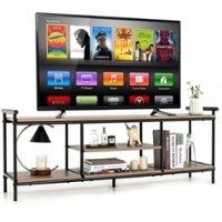 Costway - Industrial TV Stand for TV's up to 60'' Media Center Console Table w/ Open Shelf - Natural