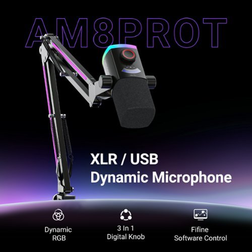 FIFINE XLR/USB Gaming Dynamic Microphone with RGB Boom Arm Stand for Podcast Recording, Compatible with PC/PS4/PS5 - Black WORLDWIDE DELIVERY