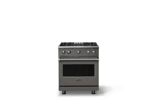 Front. Viking - Pro 5 Series 4.0 Cu. Ft. Freestanding Sealed 4 Burner Gas Convection Range - Damascus Gray - Damascus Gray.