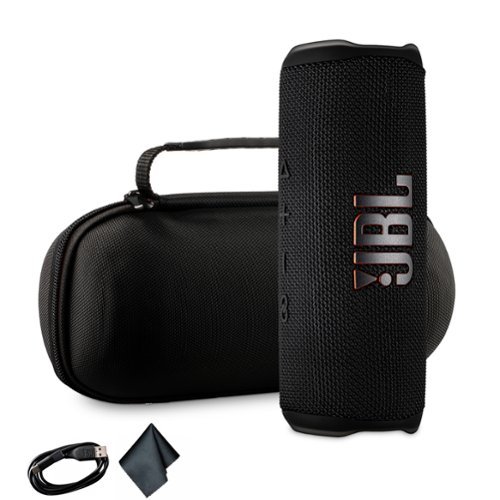 JBL - Flip 6 Portable Bluetooth Speaker, deep bass, IPX7 waterproof, for home with Travel Case - Black-Front_Standard 
